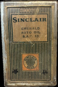 Sinclair Emerald Auto Oil 5 Gallon Square 1920s Motor Oil Can