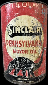 Sinclair Refining Pennsylvania 5 Quart Motor Oil Can w/ Dinosaur