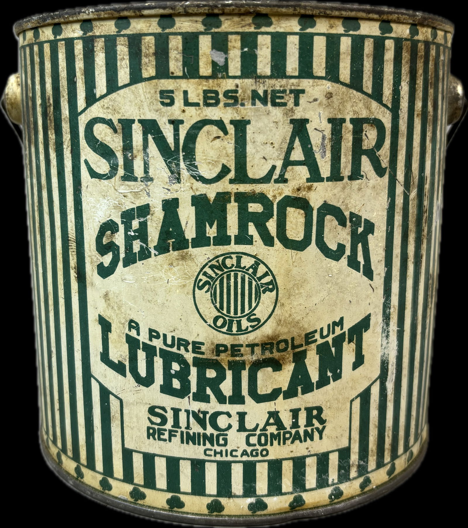 Sinclair Lubricants Shamrock 5lb Net 1920s Can w/ Bail Handle (1 of 7)