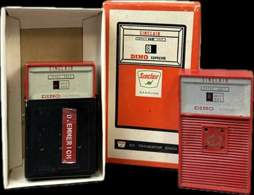 Pair Sinclair Gasoline Dino Original Transistor Radio w/ Original Box