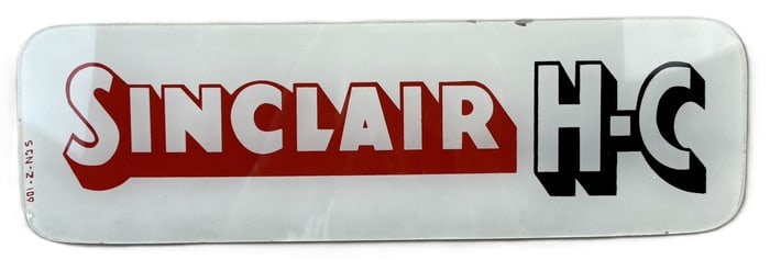 Sinclair H-C Gas Pump Advertising Single Curved Glass Sign