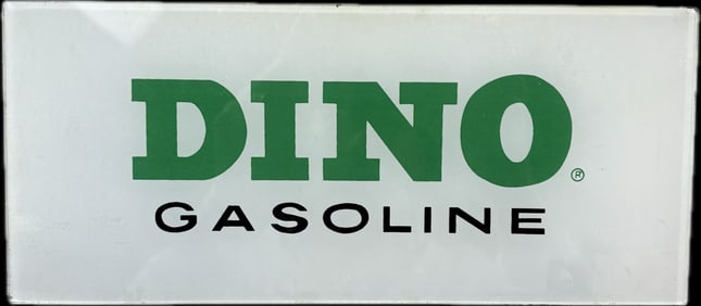 Dino Gasoline Flat Glass 10.75" Gas Pump Advertising Sign