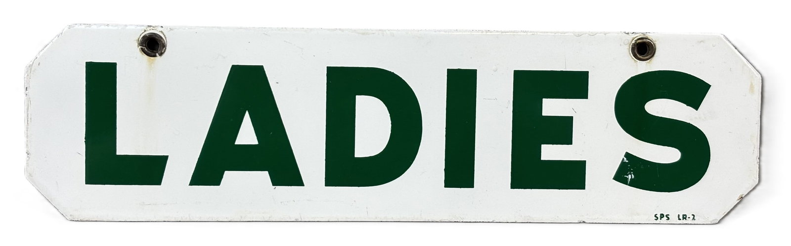 Ladies DSP Porcelain Advertising Restroom Service Station Sign: 15" x 4"