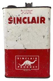 Sinclair 1 Us Gallon Red White Motor Oil Can w/ Dino