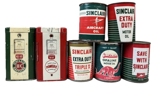 Lot 7 Sinclair Original Coin Bank Advertising Motor Oil Cans