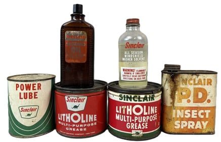 Lot 6 Sinclair Litholine Grease Power Lube PD Spray & Solvent Cas