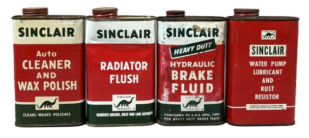 Lot 4 Sinclair 1 Pint Auto Cleaner Radiator Flush Brake Fluid Water Pump Cans