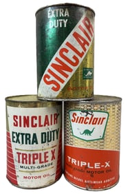 Lot 3 Sinclair Extra Duty Triple-X & Extra Duty Multi Grade Metal Quart Cans