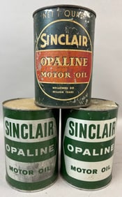 Lot 3 Sinclair Opaline Motor Oil Metal Quart Cans
