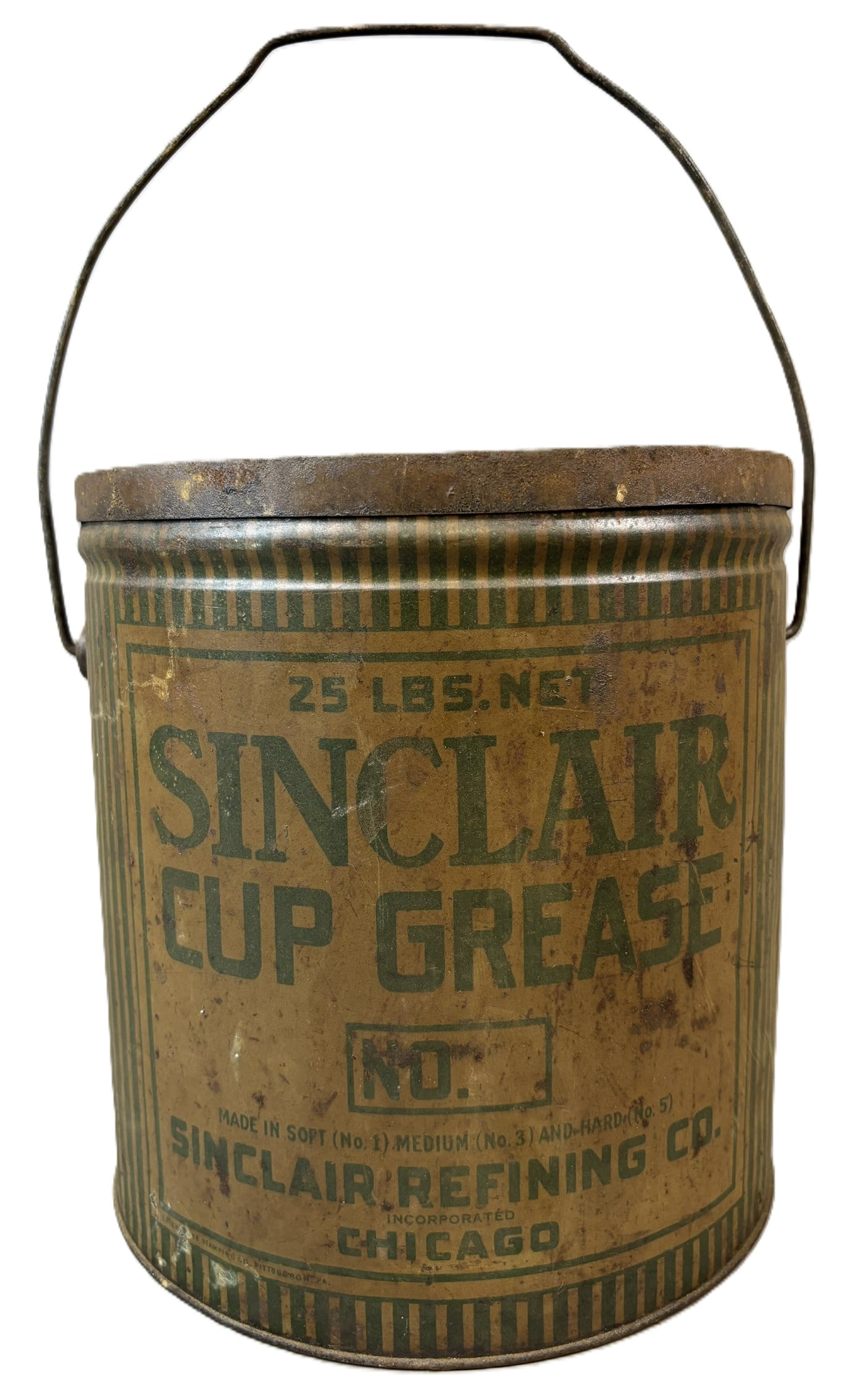 Antique 1920s Sinclair Cup Grease 25 Lb Pail Can w/ Handle (1 of 9)