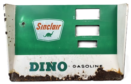 Sinclair Dino Gasoline Painted Metal Gas Pump Face Plate