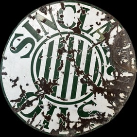 Sinclair Oils 1930s DSP Porcelain 30" Dealer Sign w/ Jail Bars
