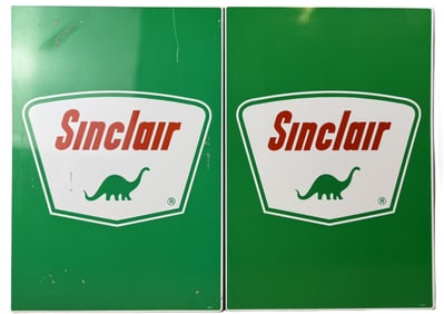 Sinclair 20"x14" Pair SST Aluminum 1960s Pump Plate Signs