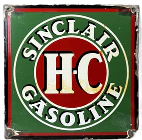 Sinclair H-C Gasoline SSP Porcelain Pump Plate Advertising Sign - RARE