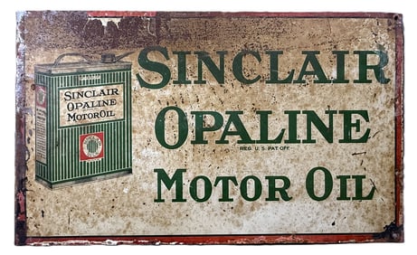 Sinclair Opaline Motor Oil DST Painted Metal 1920s Flange Sign