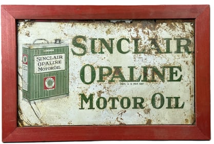 Sinclair Opaline Motor Oil SST Tin Metal Embossed Advertising Sign