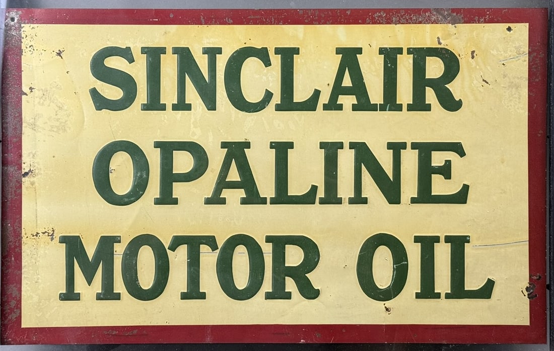 Sinclair Opaline Motor Oil SST Tin Embossed 1920s Advterising Sign (1 of 9)