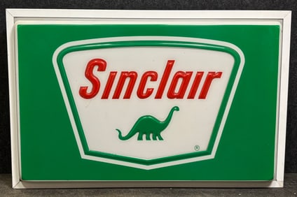 Sinclair Plastic Lighted Embossed 1960s Gas Station Advertising Sign