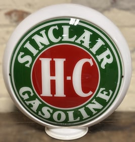 Sinclair H-C Gasoline Light Green 13.5" Gas Pump Globe w/ Narrow Glass Body