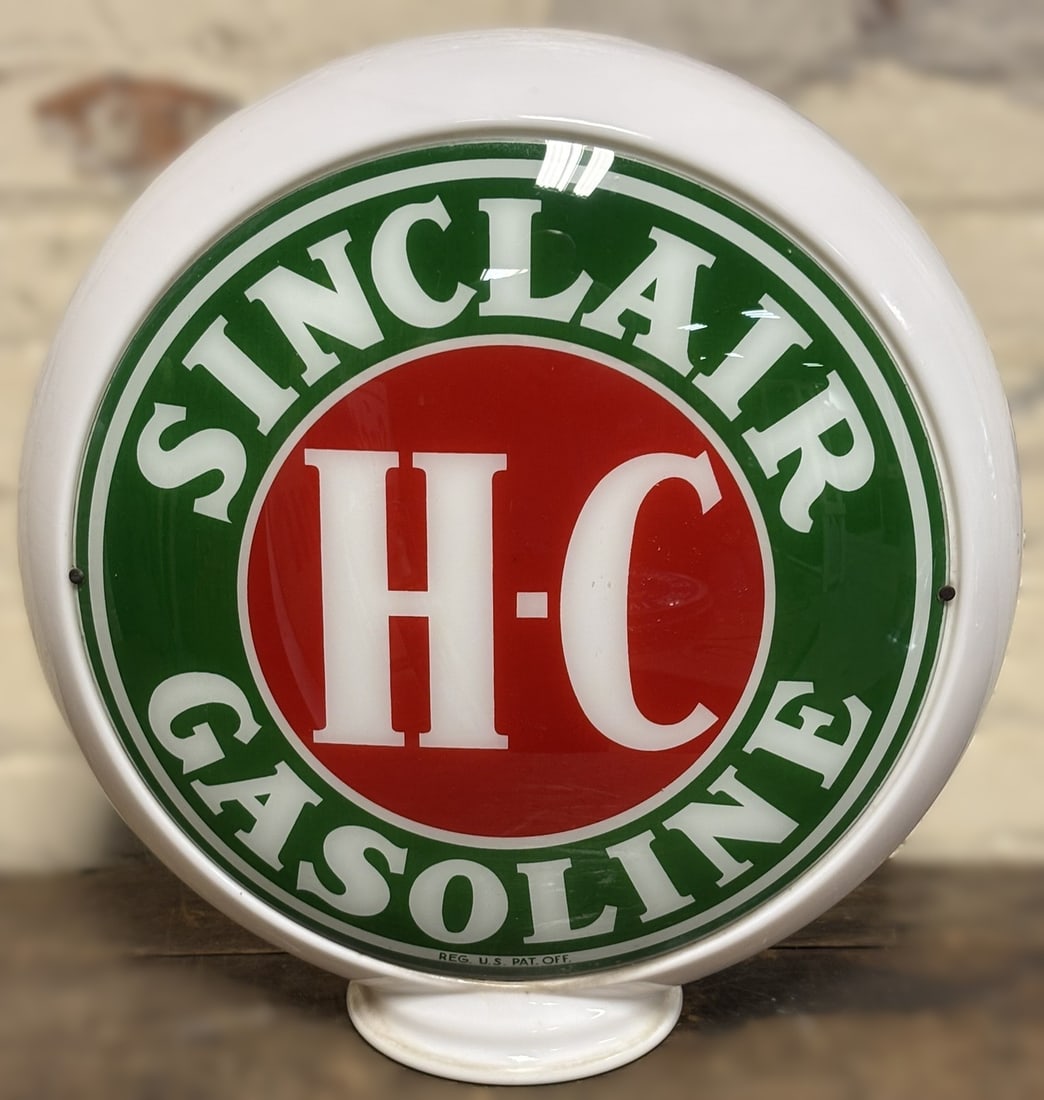 Sinclair H-C Gasoline Light Green 13.5" Gas Pump Globe w/ Narrow Glass Body (1 of 11)