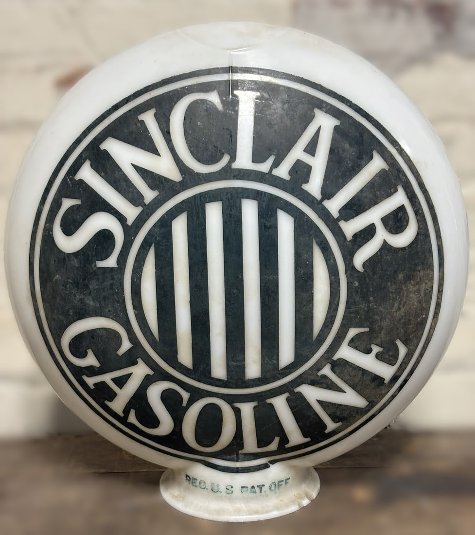 Sinclair Gasoline OPE One Piece Etched 13.5" Milk Glass Gas Pump Globe (1 of 15)