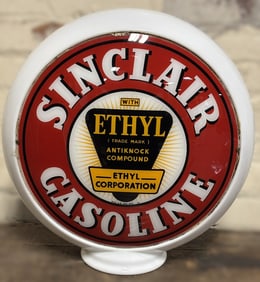 Sinclair Gasoline Ethyl EC 13.5" Gas Pump Globe on Narrow Body