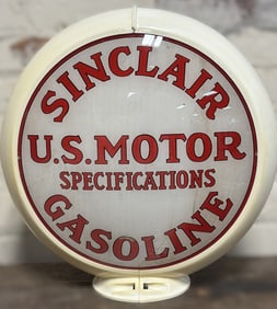 Sinclair US Motor Specs Gasoline Gas 13.5" Pump Globe w/ Capco Body