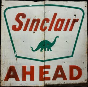 Sinclair Ahead 2 Piece 5'x5' Embossed Metal Advertising Billboard Sign