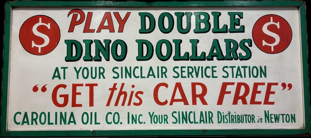 Play Double Dino Dollars Sinclair Service Station Hand Painted Wooden Sign