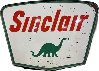 Sinclair 7'x5' DSP Porcelain Service Station Sign w/ Original Ring