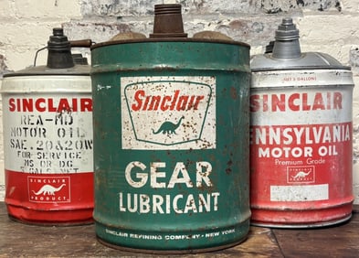 Lot 3 Sinclair Motor Oil Pennsyvlania Gear Lubricant REA-HD 5 Gallon Cans
