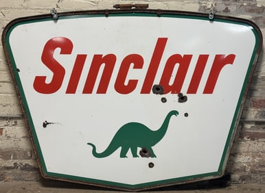 Sinclair 5'x4' DSP Porcelain Service Station Sign w/ Original Ring