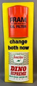 Sinclair Oil & Fram Filter Dual Advertising Vacuum Form Plastic Sign