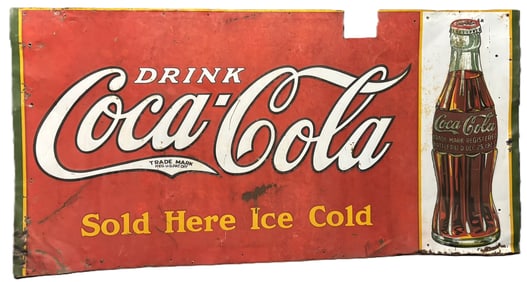Drink Coca Cola Sold Here Ice Cold SST Tin Metal Advertising Sign