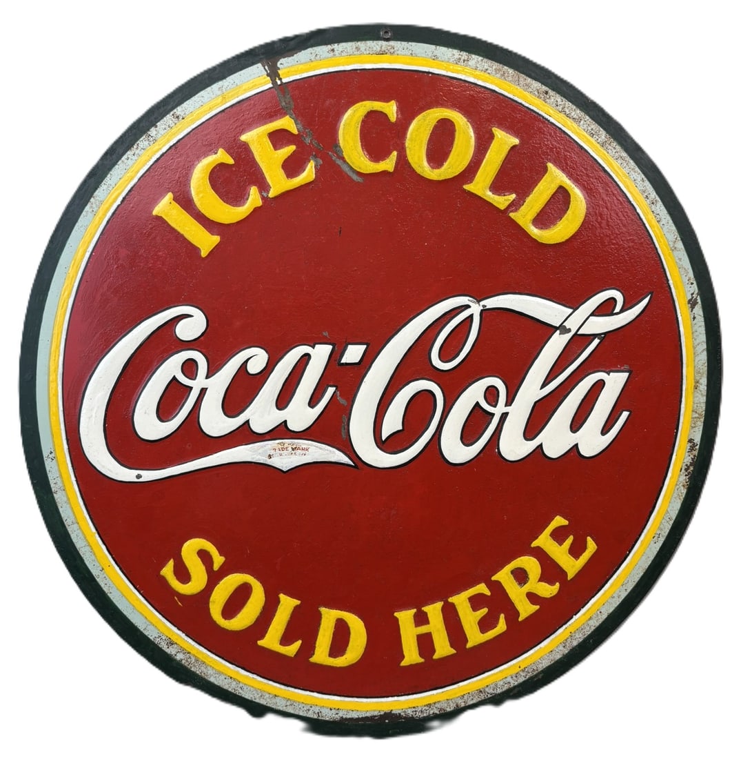 Coca Cola Ice Cold Sold Here 20" SST Embossed Soda Sign (1 of 13)