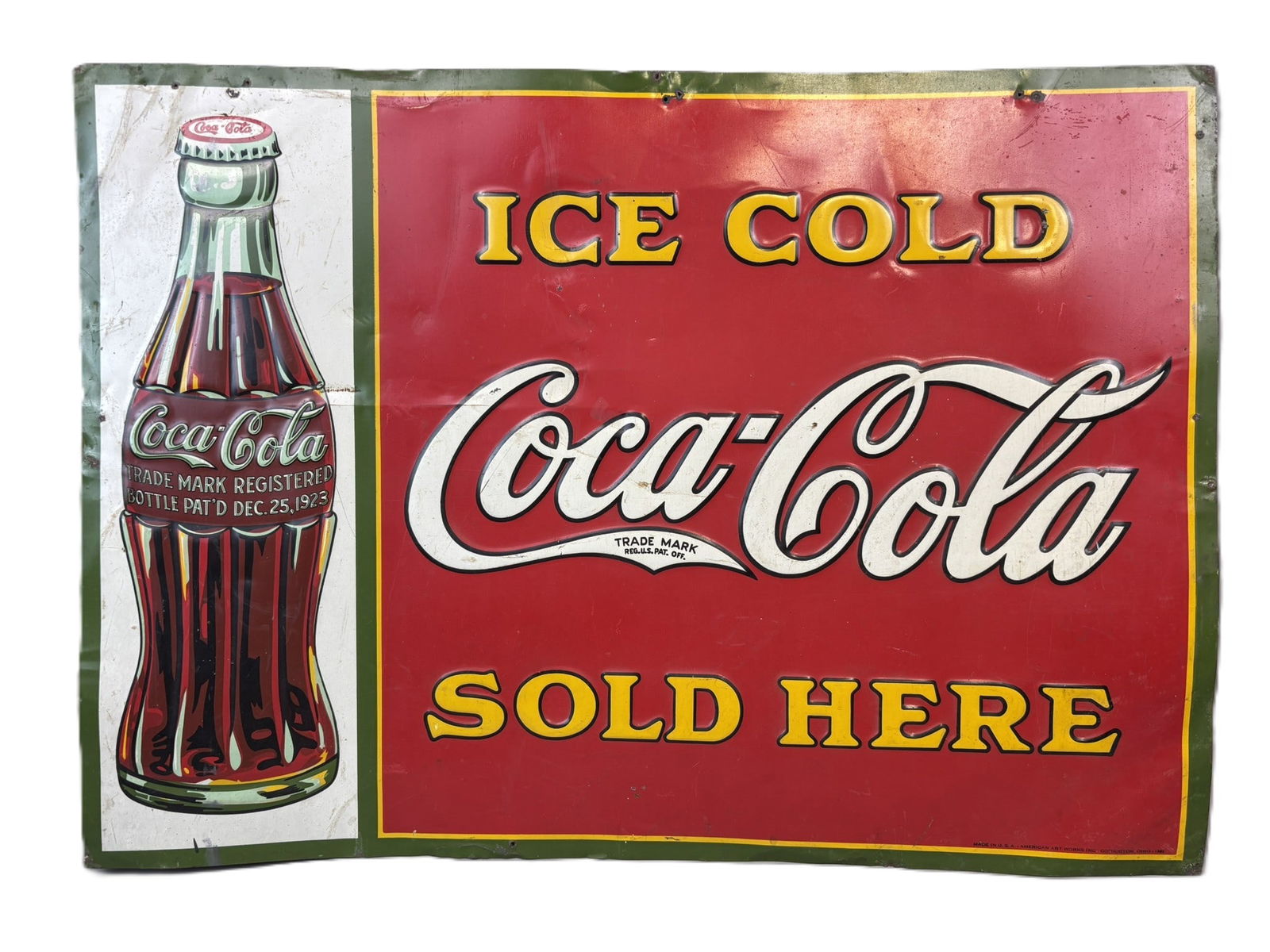 Ice Cold Coca Cola Sold Here SST Tin Embossed 1935 Dated Sign (1 of 14)