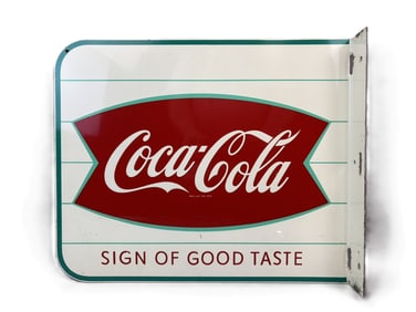 Coca Cola Fishtail Sign Of Good Taste Flange Soda Sign