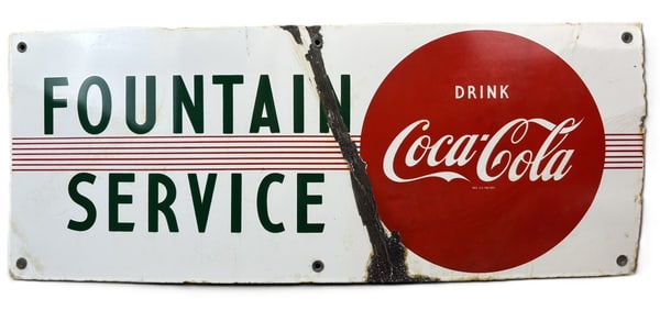Drink Coca Cola Fountain Service SSP Porcelain Sign
