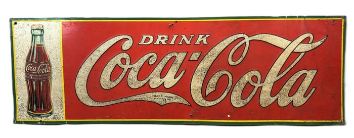Drink Coca Cola SST Tin Embossed Metal 1934 Christmas Bottle Sign
