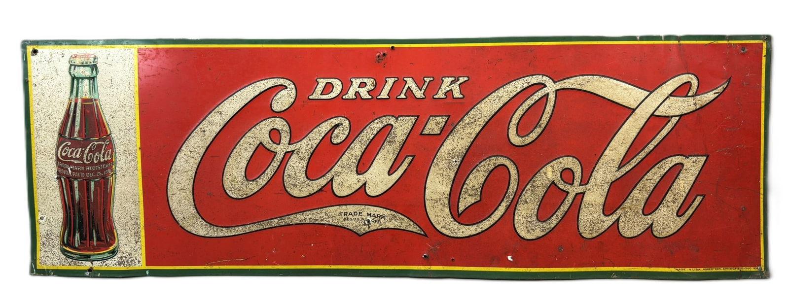 Drink Coca Cola SST Tin Embossed Metal 1934 Christmas Bottle Sign (1 of 15)