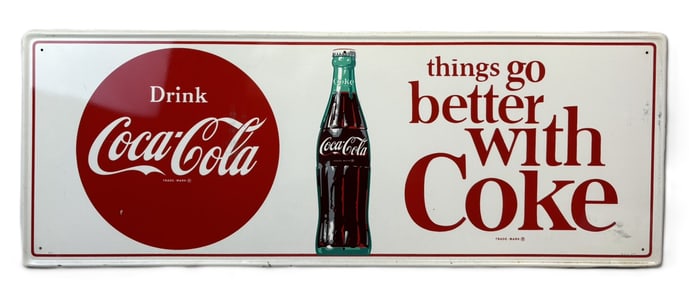 Things Go Better With Coke Self Framed 1960s Coca Cola Sign