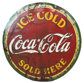 Coca Cola Ice Cold Sold Here 20" SST Embossed Watermelon Sign