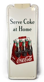 Serve Coke At Home Pillaster Self Framed SST 1947 Sign
