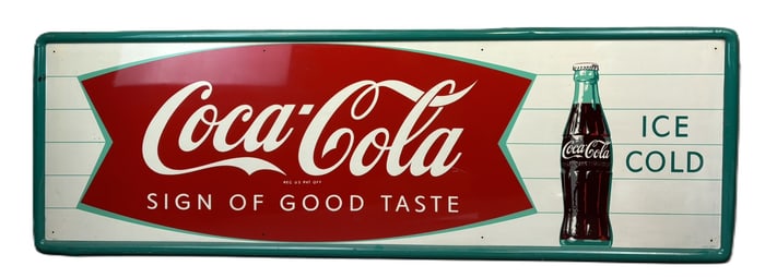Coca Cola Sign Of Good Taste Self Framed Fishtail SST Metal Sign