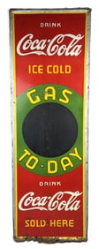 Coca Cola Ice Cold Gas Today Sold Here Self Framed Embossed Tin Sign