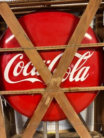 Coca Cola 48" DSP Porcelain Pole Sign w/ Original Crate