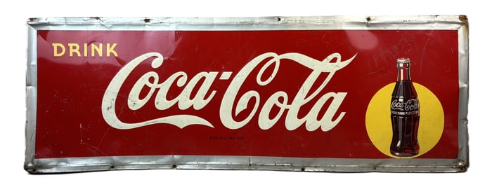 Drink Coca Cola Self Framed Embossed 1946 Coke Sign