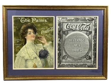1906 The Palms Drink Coca Cola Delicious & Refreshing Framed Sign