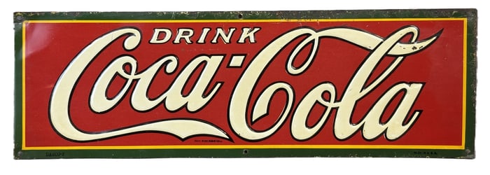 Drink Coca Cola SST Tin Embossed 1930s Metal Soda Sign