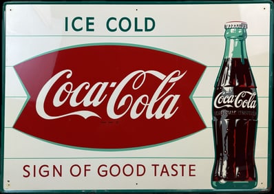 Sign Of Good Taste Ice Cold Coca Cola Fishtail SST Sign